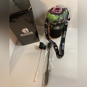 NEW- 2.2 Liter Sports Water Bottle w/ Strap, Sleeve, Straw, Lid Leakproof Green